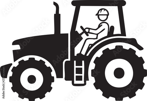Tractor with driver silhouette icon vector
