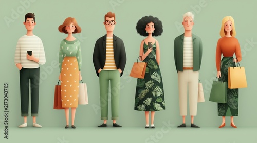 Shopping day adventure with friends in a vibrant, stylish urban setting