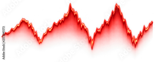 Stock Market Volatility Chart with Red Financial Price Graph Isolated on Transparent Background
