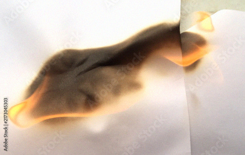 Realistic burned paper texture featuring smoke stains, scorched areas, and heat damage effects. Ideal for fire damage concepts, safety awareness projects, abstract backgrounds, grunge textures