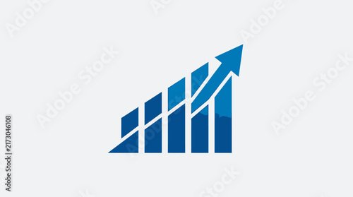 Canvastavla Blue Bar Graph Showing Upward Trend.