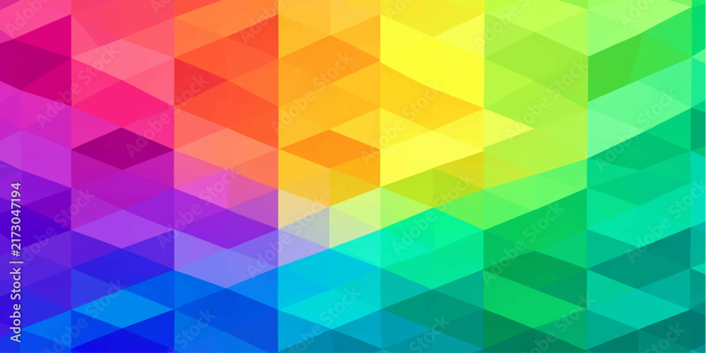 Fototapeta premium Abstract colorful geometric low poly background with vibrant rainbow polygon rhombic triangle pattern design