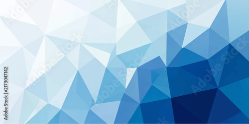 Light to dark blue polygonal gradient background with geometric triangle pattern for modern vector design