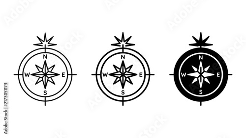 Foto Navigation compass icons set with cardinal directions navigation direction orien