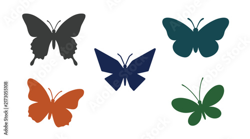 Butterflies With Unique Wing Silhouette Vector Illustration
