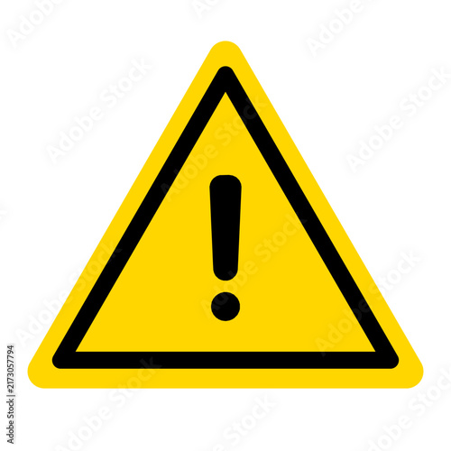 Hazard warning attention sign with exclamation mark symbol in a yellow triangle. Danger, Vector illustration. Attention icon.