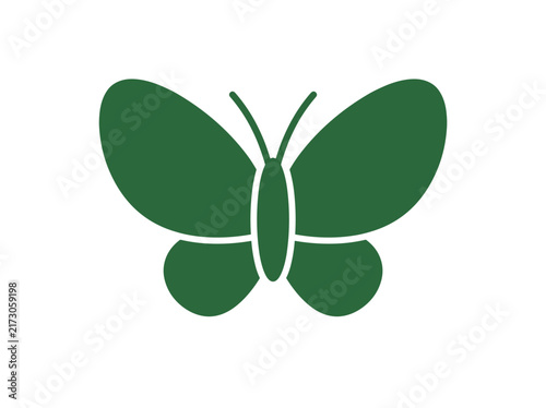 Small Green Butterfly Simple Icon Vector Illustration