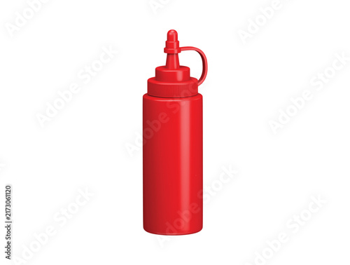 red squeeze sauce bottle icon 3d render illustration isolated