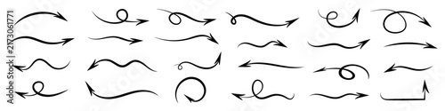 Arrows hand drawn vector set isolated on transparent background. Sketch arrow design for application, banner, print screen, pen marks, map and typography design guide line.