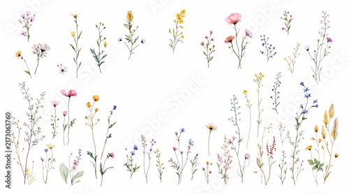 Flowers set abstract colorful background