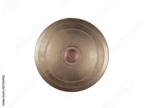 Round bronze shield isolated on white background
