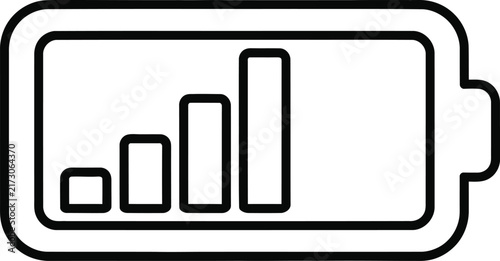 Simple Monoline Battery Icon With Internal Signal Strength Bars Representing Power Level and Energy Status