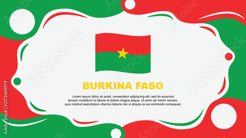 Burkina Faso Flag Abstract Background Flat Design Template. Burkina Faso Independence Day Banner Wallpaper Vector Illustration. Burkina Faso Vector