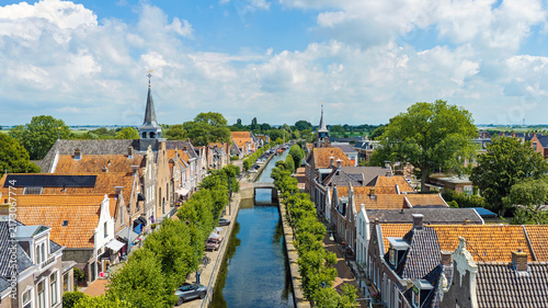 Obraz na plátně Aerial view of the historic village of Balk in Friesland, Netherlands, Europe