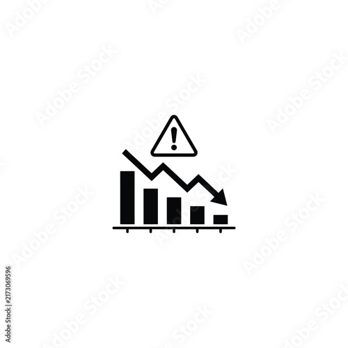 Принти на полотні A black minimalist icon representing economic recession market crash and financi