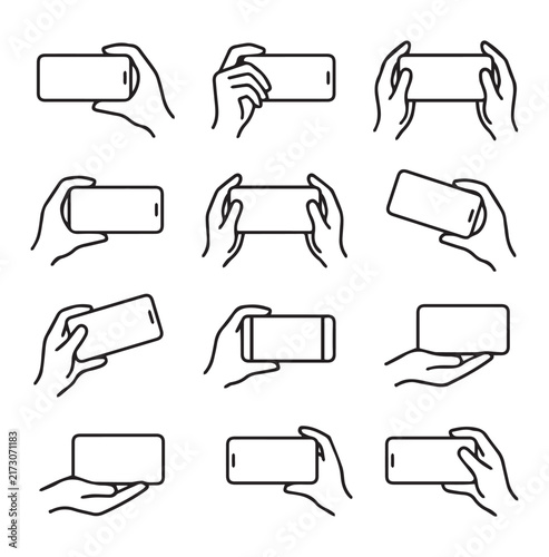 Diverse hands holding smartphones horizontally against a clean white background illustrating user interaction