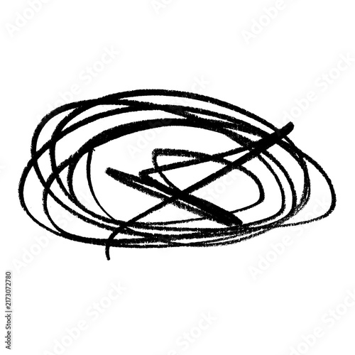 Cuadro en lienzo Hand drawn black ink scribble circle isolated on a transparent background