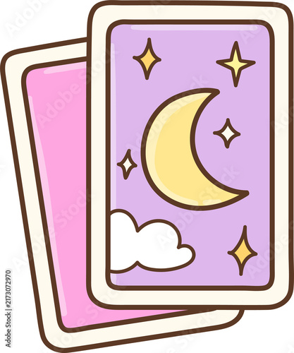 Cute Cartoon Tarot Cards Illustration Witchy Store Halloween Spooky Season
