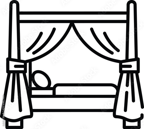 Obraz na płótnie Luxury Four Poster Canopy Bed Icon Representing High End Hotel Suite Accommodati