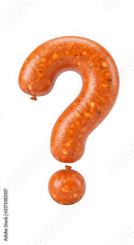 Orange question mark made of hot dog