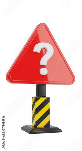 Red triangular warning sign with question mark