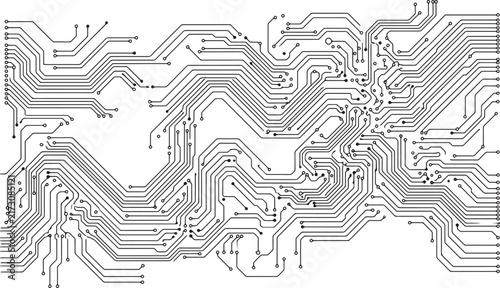Detailed circuit board pattern with dark lines on transparent background for technical wallpapers.
