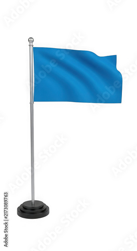 Blue flag waving on a white pole