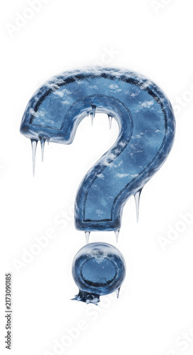 Blue question mark icon with water droplets