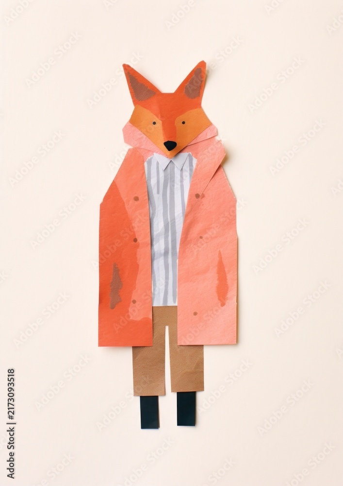 Naklejka premium Fox wearing Autumn outfit art anthropomorphic representation.