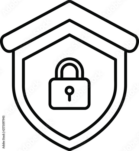 Shield Icon With Central Padlock for Cyber Security Data Privacy Protection and Digital Information Safety Systems