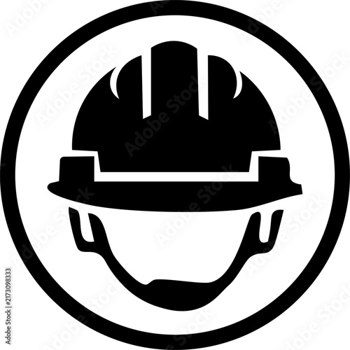 Construction hard hat safety icon isolated on white background with protection