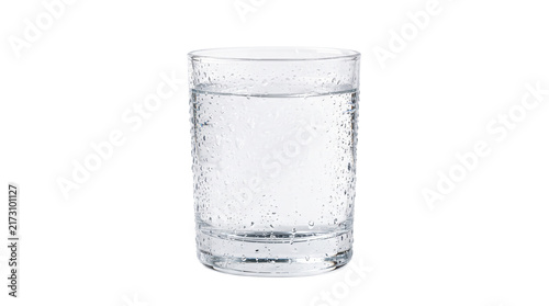 Canvastavla Clear glass of cold water with condensation on white background
