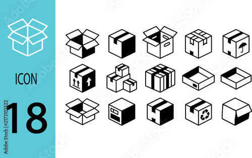 Box line icons Empty open shipping box or unboxing line art Carton boxes icon set Stock vector Vector illustration.Unboxing Line Art Illustrations Vectors