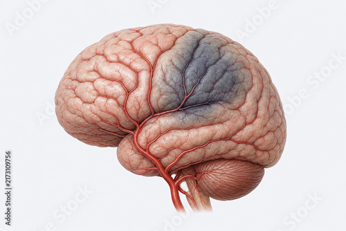 Brain ischemic stroke arterial territory medical illustration