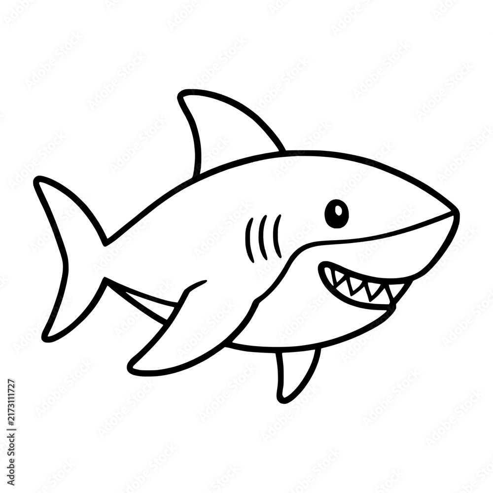Fototapeta premium Easy Shark Coloring Page