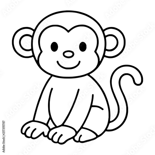 Easy Monkey Coloring Page