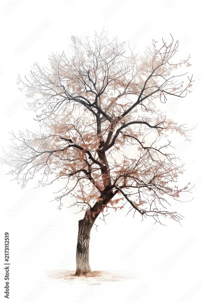 Fototapeta premium A tree sketch plant white background.