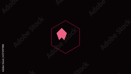 Minimalist hexagon shape animation with pulsing pink arrow for modern ui and motion 4k motion minimalist