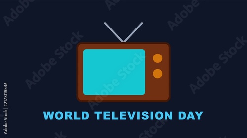 Television day motion animation with retro tv and text overlay 4k media broadcast