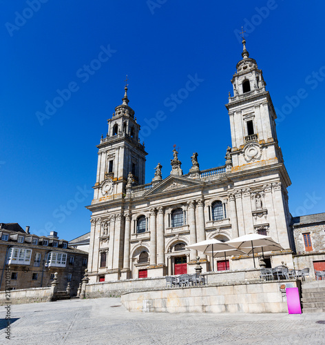 View at the Facade of Cathedral of Santa Maria in Lugo - Spain