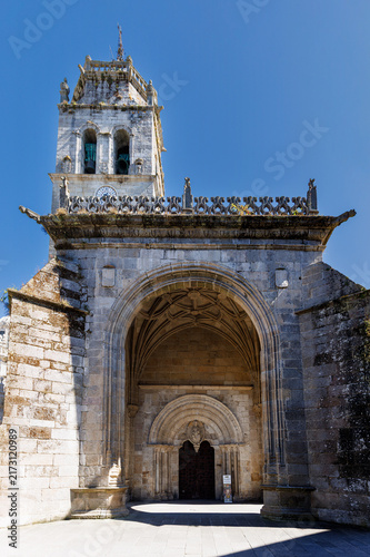 North facade and historic Romanesque portal of Lugo Cathedral in Spain