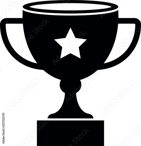 Foto Classic trophy cup solid glyph symbol featuring an engraved central star element