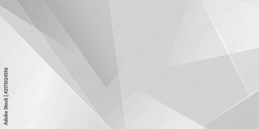 Obraz premium Abstract white and grey geometric background with sharp polygonal crystal shapes and soft white light lines