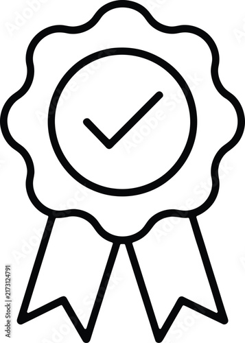 Quality assurance badge icon, certified guarantee medal, approved checkmark vector
