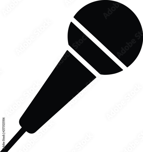Microphone vector icon, black mic silhouette, podcast and karaoke symbol
