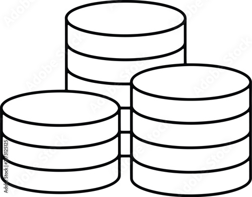 Database icon vector, server storage symbol, data hosting outline graphic