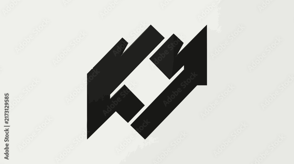Fototapeta premium Abstract interlocking arrows geometric logo design.