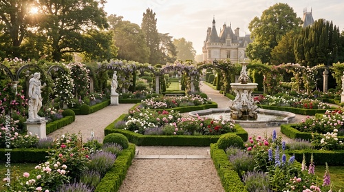 french garden european castle formal gardens rose garden historic estate landscape design botanical garden castle grounds garden fountain statue decoration hedge maze