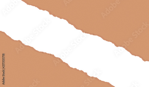 Diagonal Torn Peach Paper Strip with Rough Edges and Grunge Texture on Transparent Background