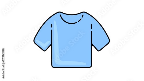 A stylized clothing animation showing a t-shirt reveal effect with alpha channel. Ideal for digital fashion retail, apparel brand advertisements, clothing shop promos, and motion design projects.